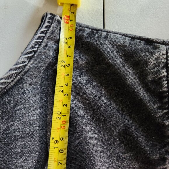 Denim Dress Sleeveless Gray Acid Wash Denim Button-Up Tunic Tiered Skirt Design - Picture 6 of 13